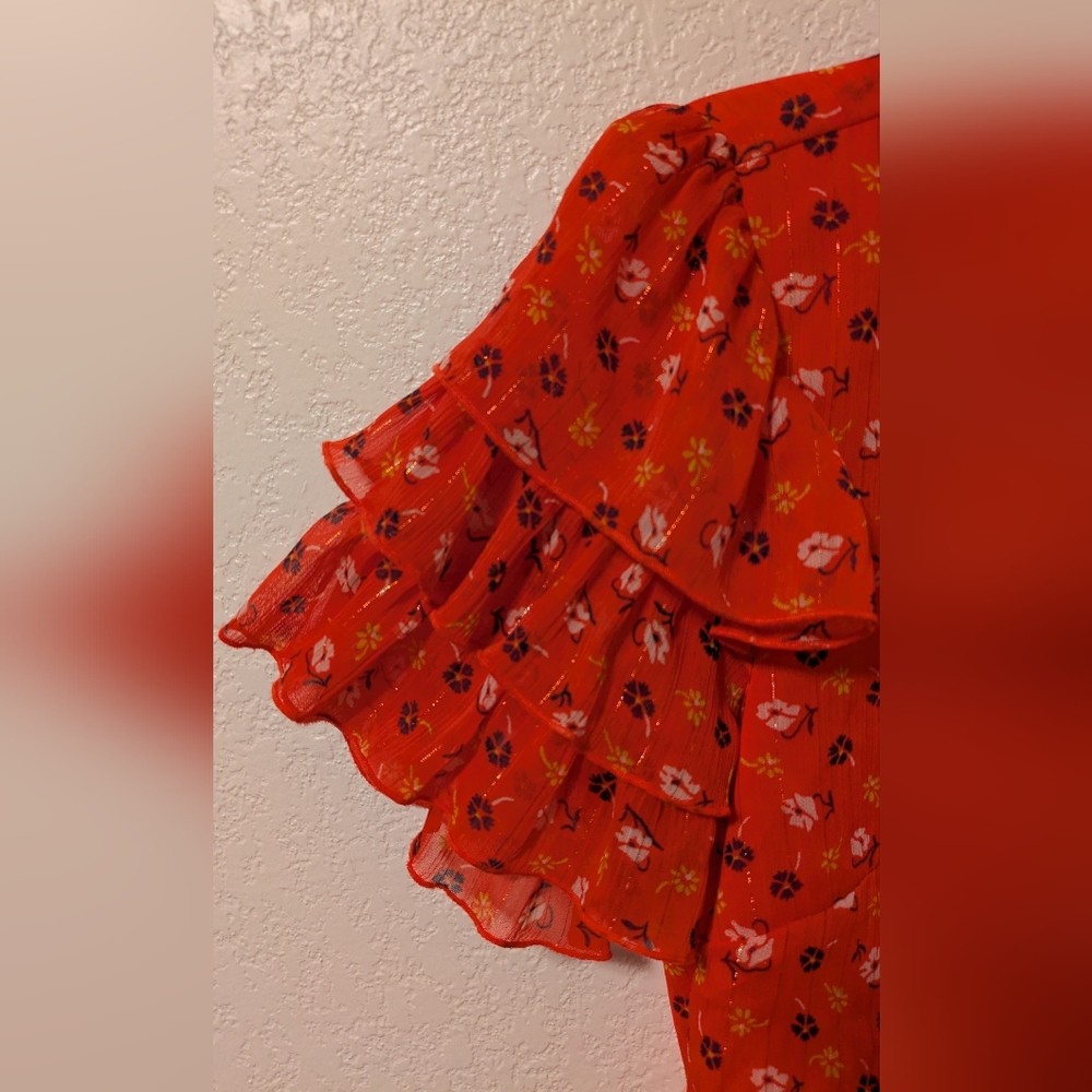 Madewell Red Wrap Peplum Blouse - Picture 7 of 7